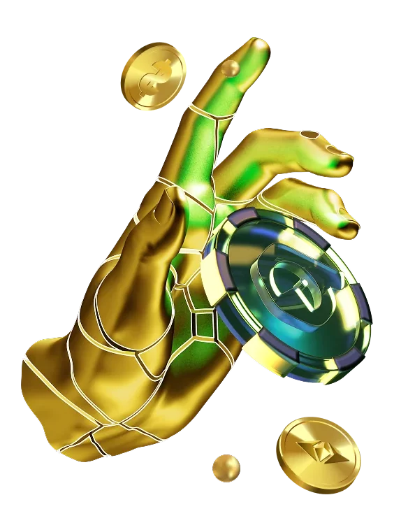 BC Poker withdrawals concept with hand holding poker chip and coins, representing fast payouts and secure crypto cashout system